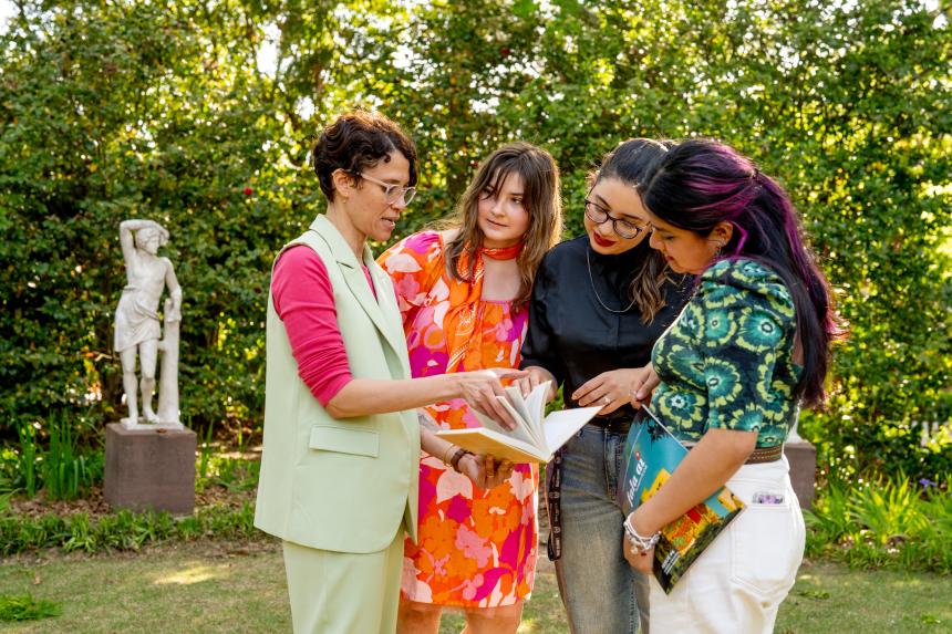 Students Read in Founder's Garden