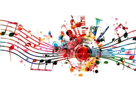 brightly colored music swirling